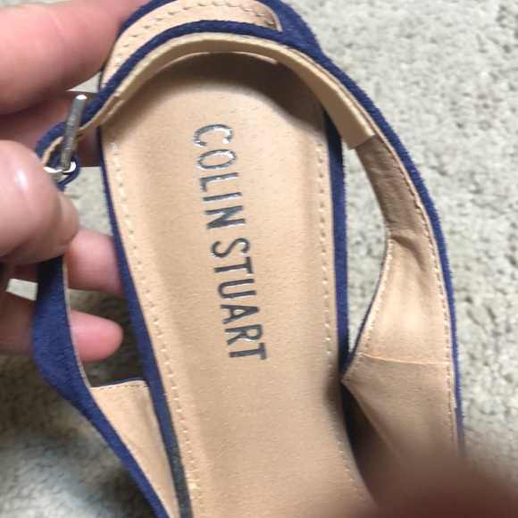 Colin Stuart blue peep toe sling back pump - Picture 4 of 6